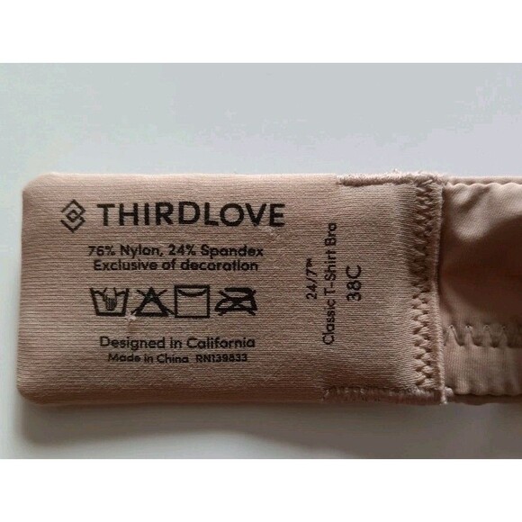 Thirdlove Classic T-Shirt Bra 38C Underwire 24/7 Satin Padded Adjustable Strap - Picture 4 of 7